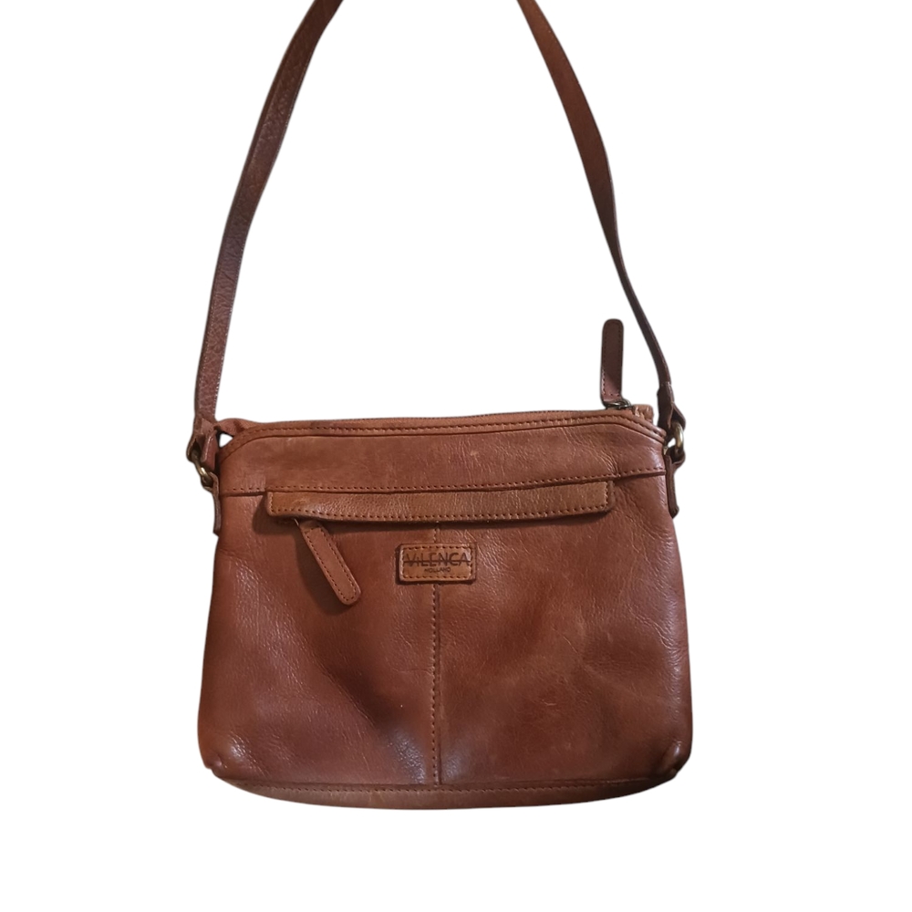 Brown Leather Fold-Over Shoulder Bag